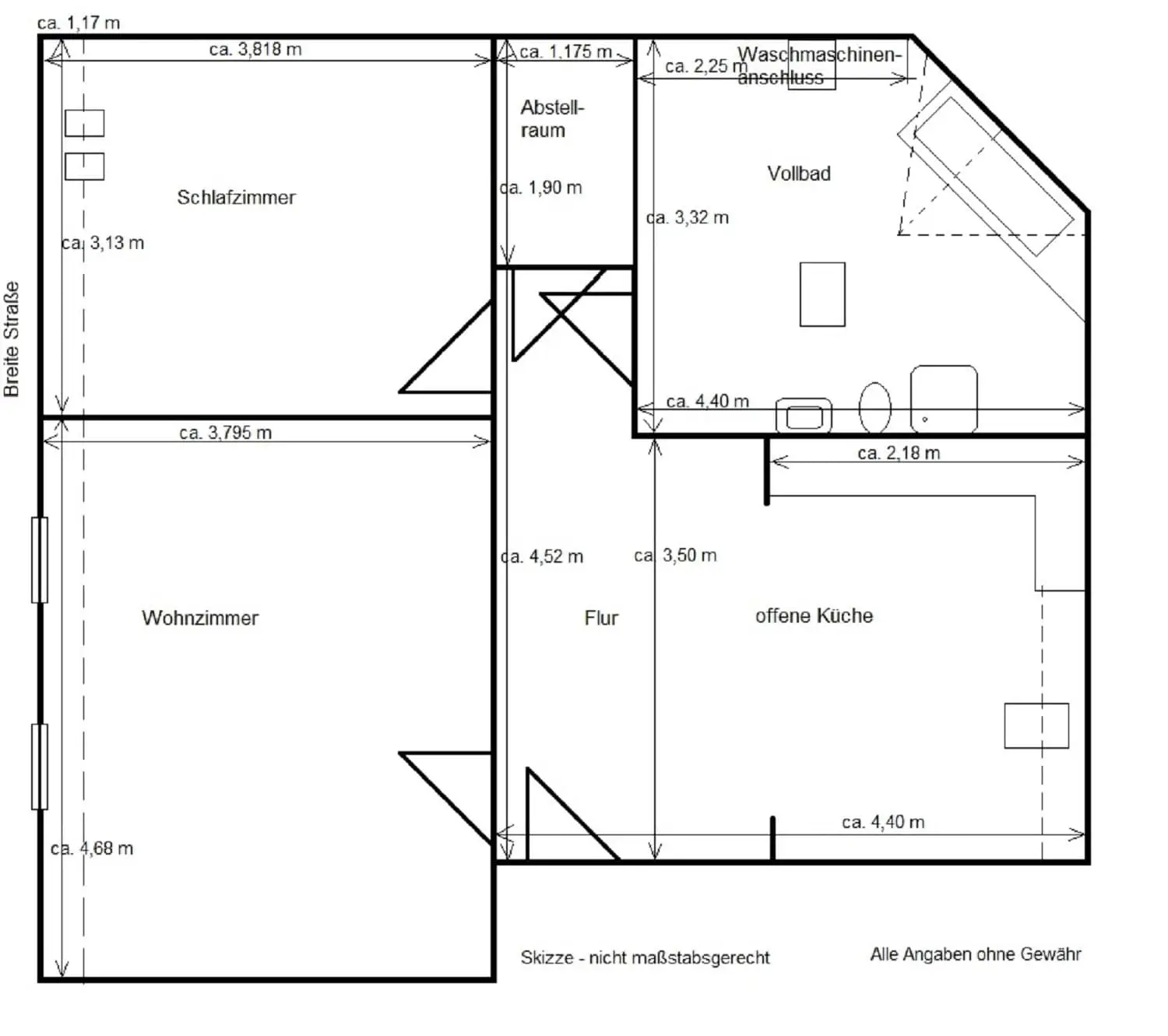 Skizze Grundriss mit Maße